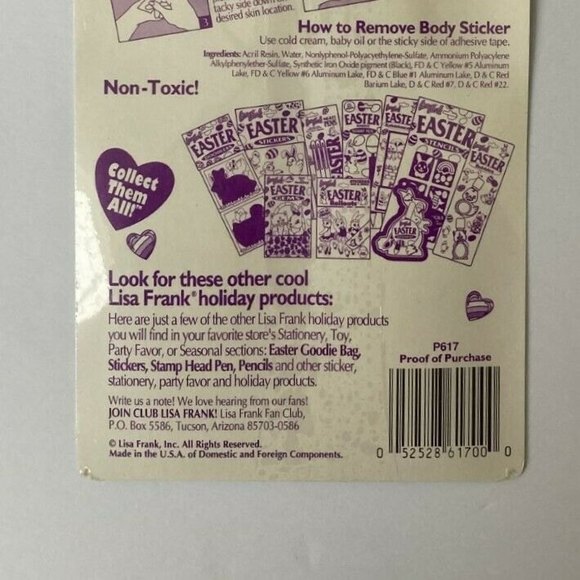 Vintage Lisa Frank Easter Glitter Body Stickers 50 Temporary Tattoo Rabbit Panda - Picture 12 of 12